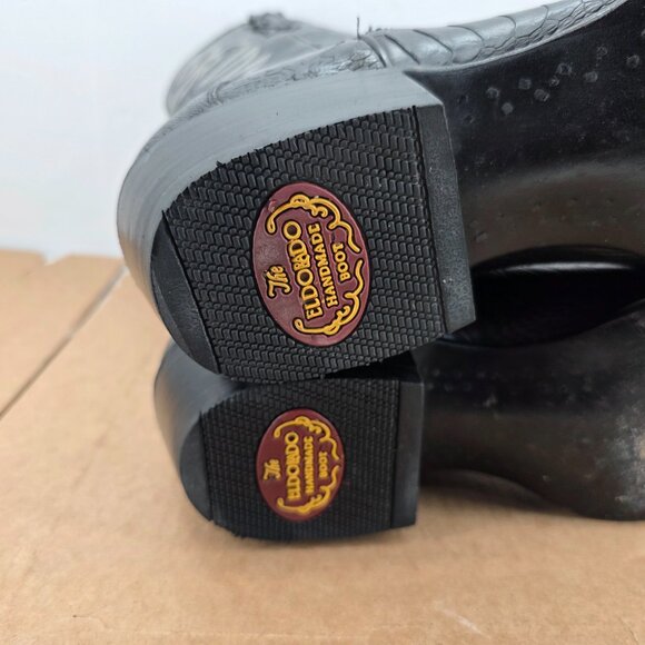 EL DORADO ED 2203 MEN'S HANDMADE BLACK OSTRICH LEG WESTERN BOOTS MEDIUM TOE 13 D - Picture 11 of 13